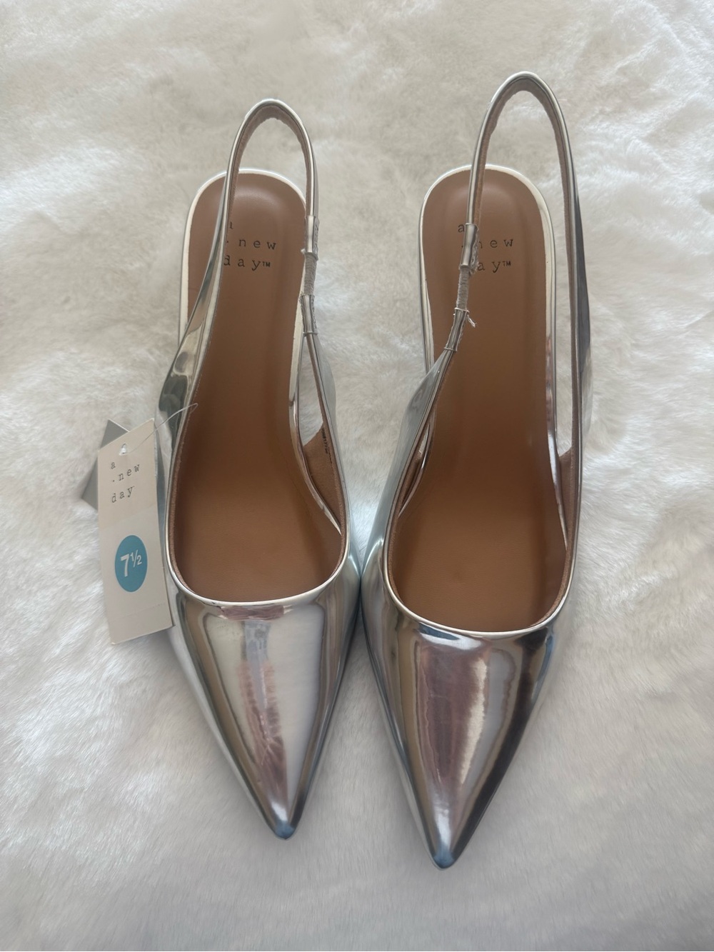 NWT A New Day SILVER sling back heels - 7.5
